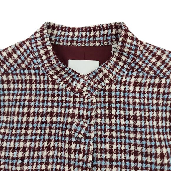 Rebecca Taylor Techy Houndstooth Jacket Womens Large Wool Blend Button Cropped - Picture 5 of 13